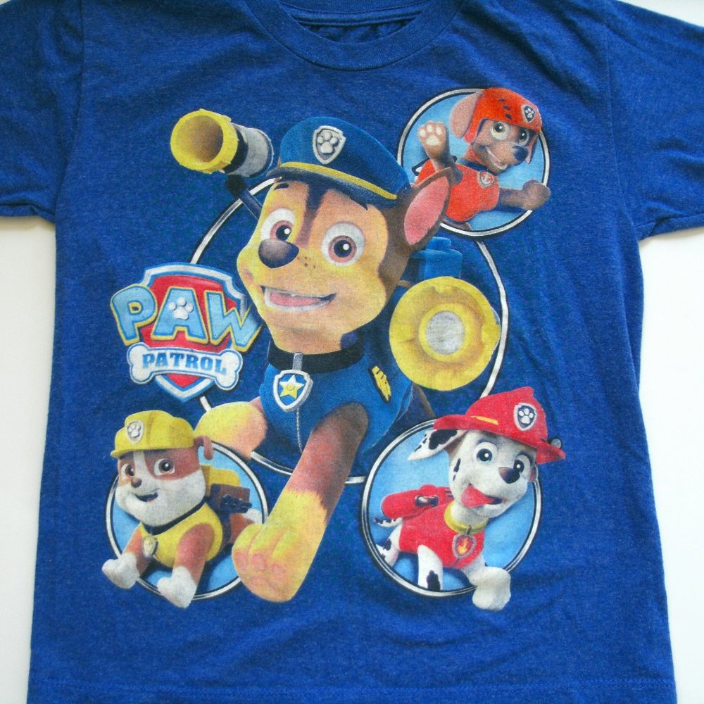 Paw Patrol Boys T-Shirt Blue Short Sleeve XS Chase Zuma Rubble Marshall